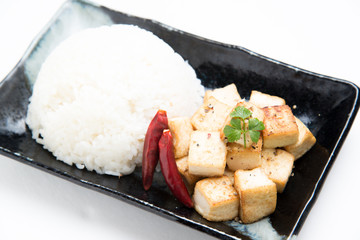 fried tofu with rice