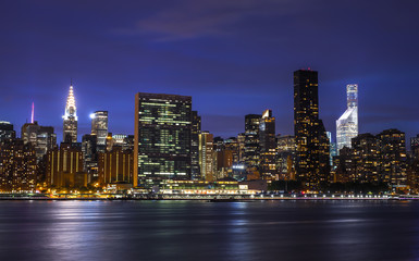 Fototapeta premium New York City Manhattan buildings skyline at night