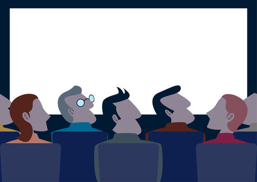 Simple cartoon of people in the cinema