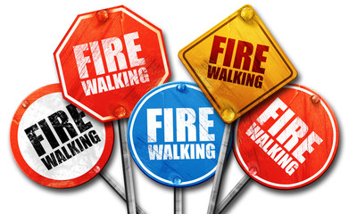 fire walking, 3D rendering, street signs