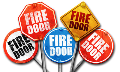 fire door, 3D rendering, street signs