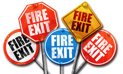 fire exit, 3D rendering, street signs