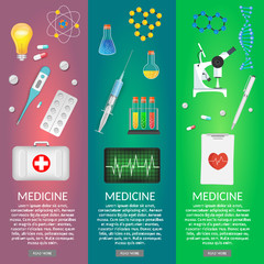 Medical infographics. Vertor tools set bag and pills.