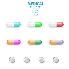 Medical infographics. Vertor tools set bag and pills.
