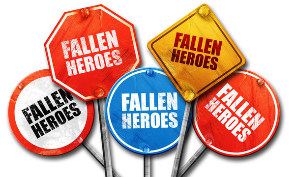 fallen heroes, 3D rendering, street signs