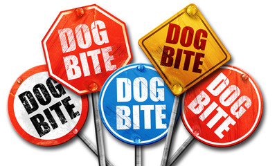 dog bite, 3D rendering, street signs