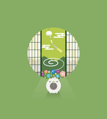 風鈴と蚊遣り豚