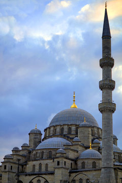 New Mosque at twilight in Istanbul, Turkey