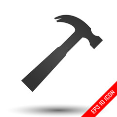 Hammer icon. Simple flat logo of hammer on white background. Vector illustration.