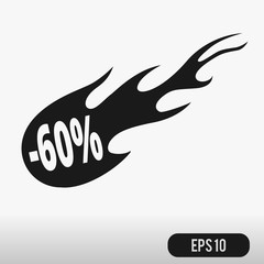 Fire Icon Isolated on White Background. Black silhouette