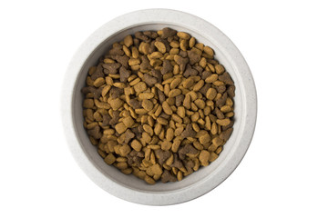 Bowl of dry cat food