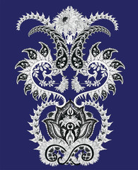 royal paisley with flower vector design