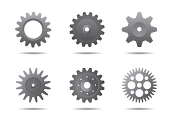 Set of grey gears. Vector Illustration.