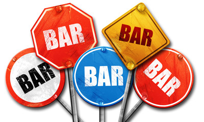 bar, 3D rendering, street signs
