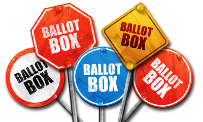 ballot box, 3D rendering, street signs