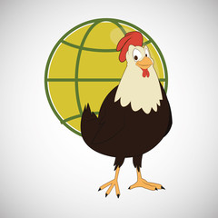 Animal design. rooster icon. Isolated illustration, white backgr