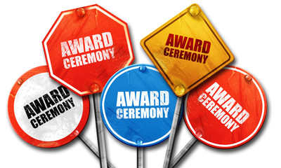 award ceremony, 3D rendering, street signs