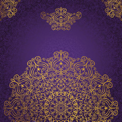 Mandala pattern.Swirls,revival,ethnic background.Gold