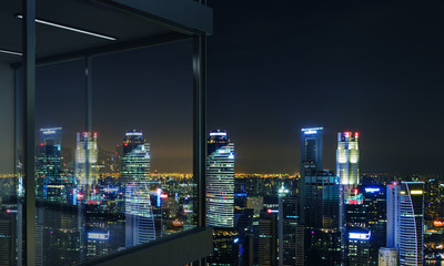 Panoramic balcony at night