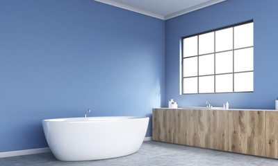 Naklejka na ściany i meble Blue bathroom interior side