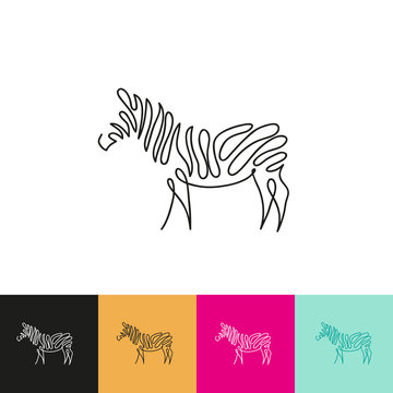 Fototapeta One line zebra design silhouette. Hand drawn minimalism style vector illustration