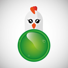 Animal design. chicken icon. Isolated illustration, white backgr