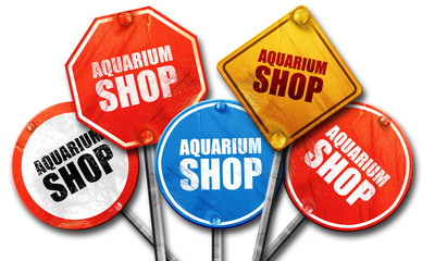 aquarium shop, 3D rendering, street signs
