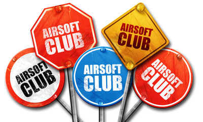 Airsoft club, 3D rendering, street signs
