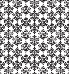 Seamless black and white small floral elements wallpaper