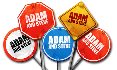 adam and steve, 3D rendering, street signs