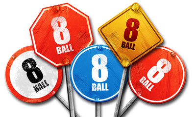 8 ball, 3D rendering, street signs