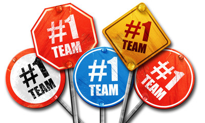 number one team, 3D rendering, street signs