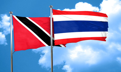 Trinidad and tobago flag with Thailand flag, 3D rendering