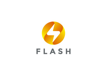 Flash Logo circle design Lighting bolt electricity Power icon