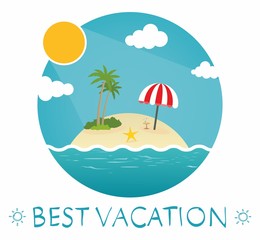 Fototapeta na wymiar Summer beach globe with words Best Vacation