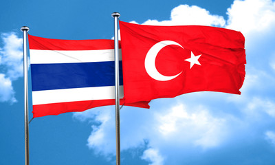Thailand flag with Turkey flag, 3D rendering
