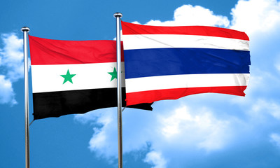 Syria flag with Thailand flag, 3D rendering