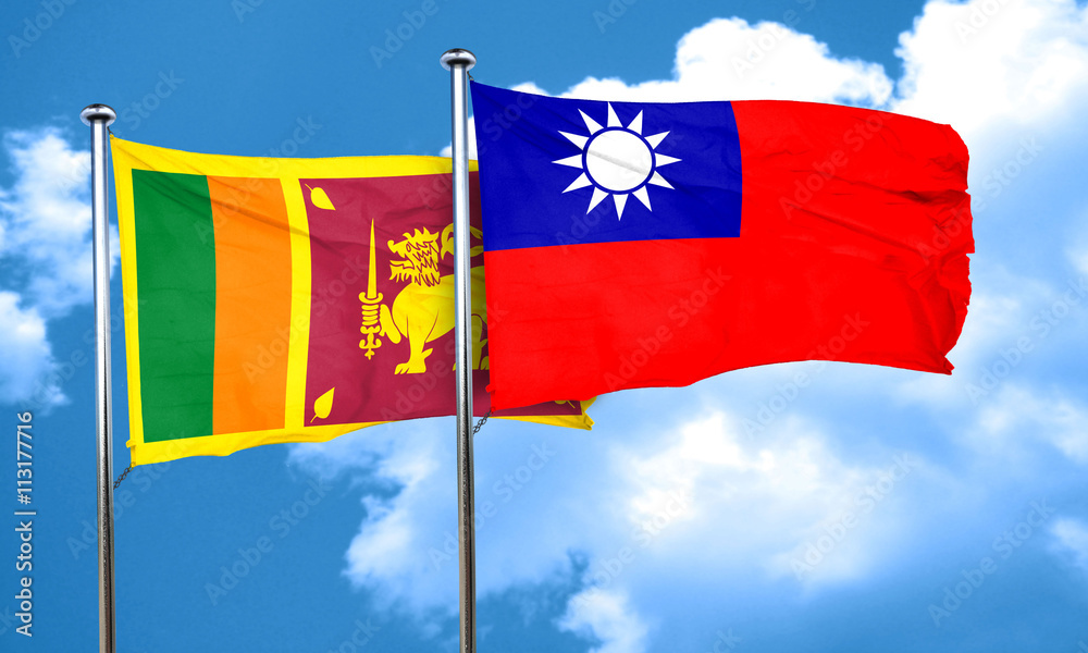 Wall mural sri lanka flag with taiwan flag, 3d rendering