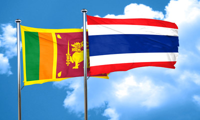 Fototapeta na wymiar Sri lanka flag with Thailand flag, 3D rendering