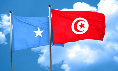 Somalia flag with Tunisia flag, 3D rendering