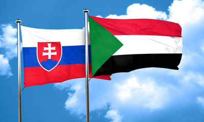 Slovakia flag with Sudan flag, 3D rendering