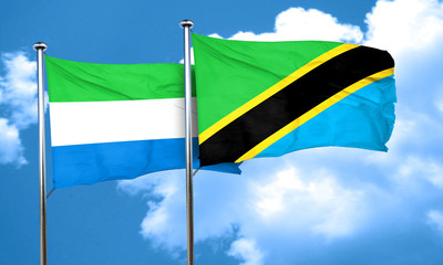 Sierra Leone flag with Tanzania flag, 3D rendering