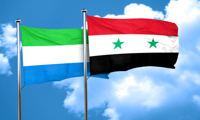 Sierra Leone flag with Syria flag, 3D rendering