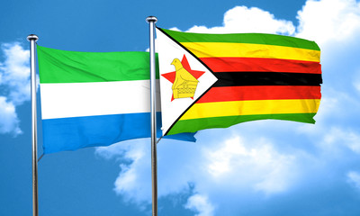 Sierra Leone flag with Zimbabwe flag, 3D rendering