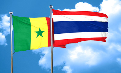 Senegal flag with Thailand flag, 3D rendering