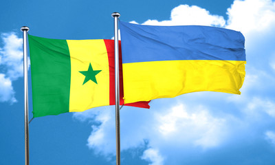 Senegal flag with Ukraine flag, 3D rendering