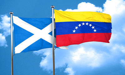 scotland flag with Venezuela flag, 3D rendering