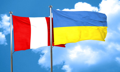 Peru flag with Ukraine flag, 3D rendering