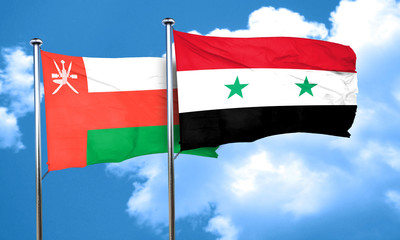 Oman flag with Syria flag, 3D rendering