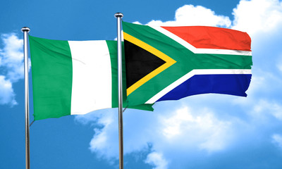 Nigeria flag with South Africa flag, 3D rendering